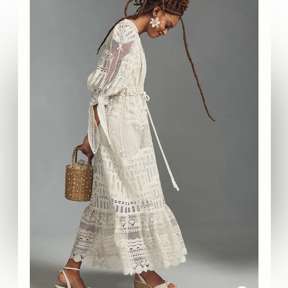 Farm Rio Morada Boa Guipire Off-White Dress - Picture 3 of 8